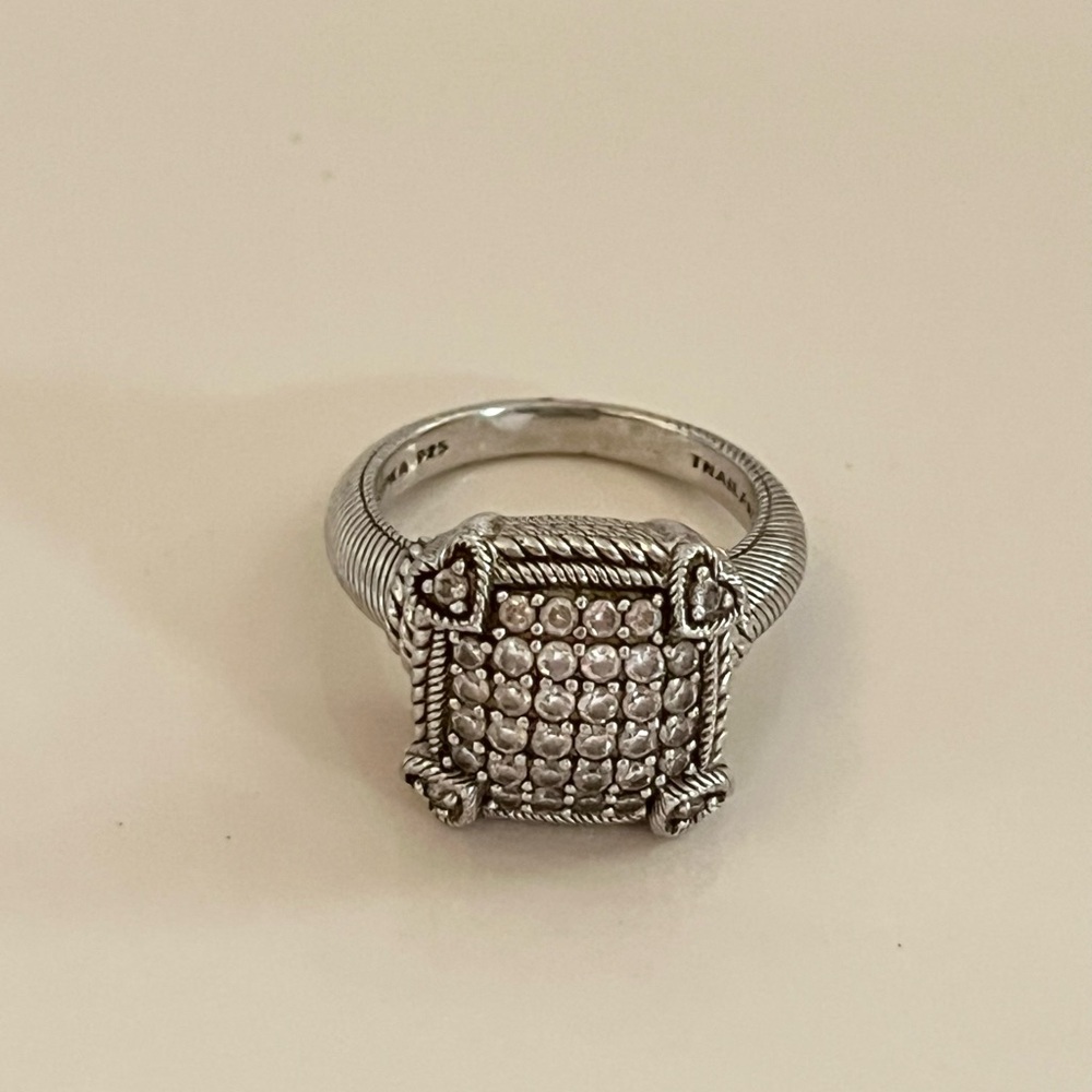 Judith Ripka Sterling Silver CZ Heart Ring Diamonique Sz 8